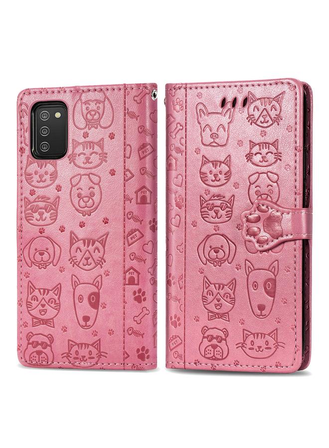 اس-توب جراب لهاتف Samsung Galaxy A03s مقاس 164 مم، جراب جلدي أفقي منقوش عليه قطة وكلب لطيف مع حامل وفتحات للبطاقات ومحفظة وحبل تعليق - Image 2