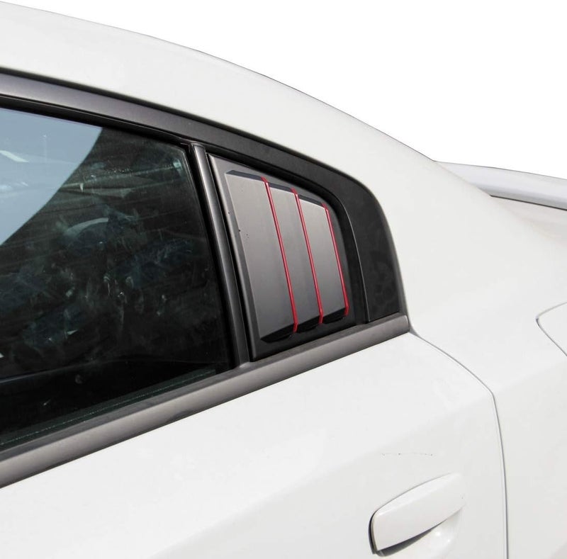 crosselec Side Window Louvers Air Vent Scoop Shades Cover Blinds ABS for Dodge Charger 2011-2021 (Red line) - Image 5