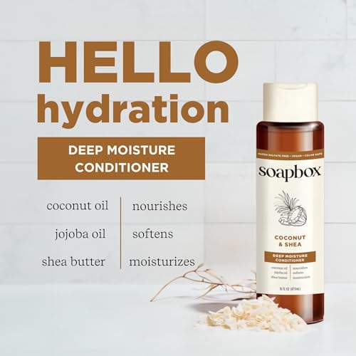 Soapbox Coconut Oil with Shea Butter Conditioner, Volumizing, Vegan, Color Safe, Sulfate & Silicone Free Hair Conditioner, 16oz, Pack of 3 - Image 3
