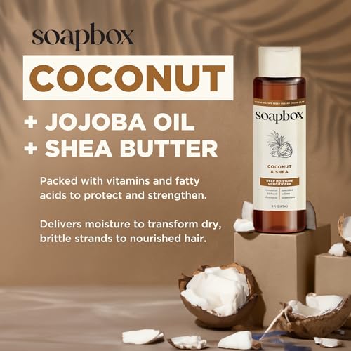 Soapbox Coconut Oil with Shea Butter Conditioner, Volumizing, Vegan, Color Safe, Sulfate & Silicone Free Hair Conditioner, 16oz, Pack of 3 - Image 5