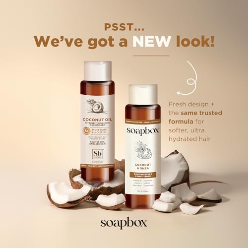 Soapbox Coconut Oil with Shea Butter Conditioner, Volumizing, Vegan, Color Safe, Sulfate & Silicone Free Hair Conditioner, 16oz, Pack of 3 - Image 2