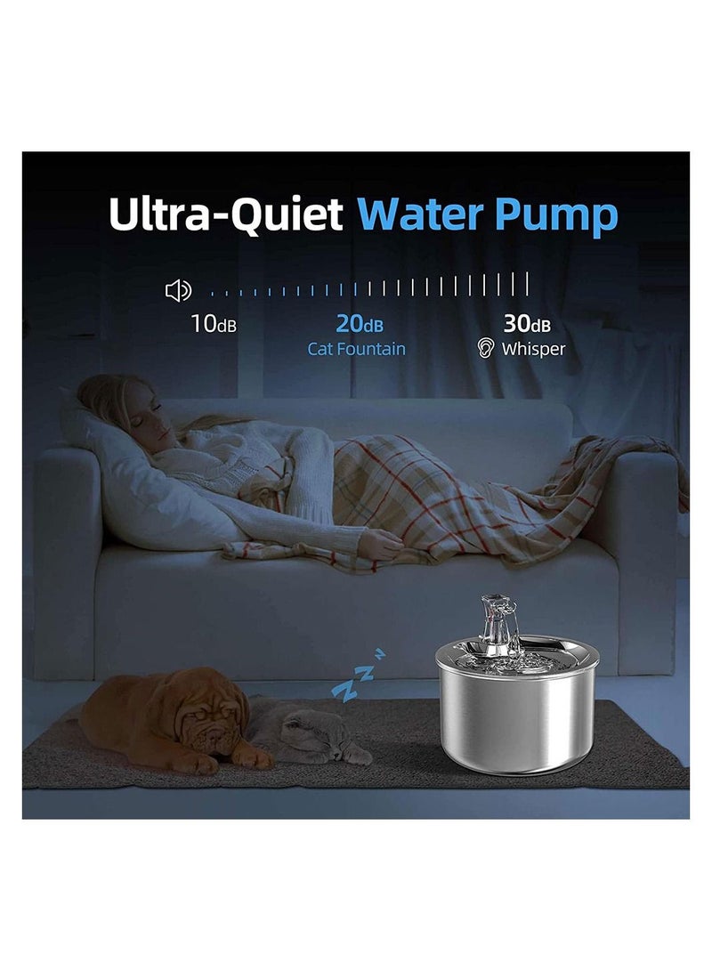Cool Baby COOLBABY 2L Cat Water Fountain Multiple Filter Stainless Steel Pet Water Fountain Safety Silent Water Pump Buoy water level detection  - Image 3