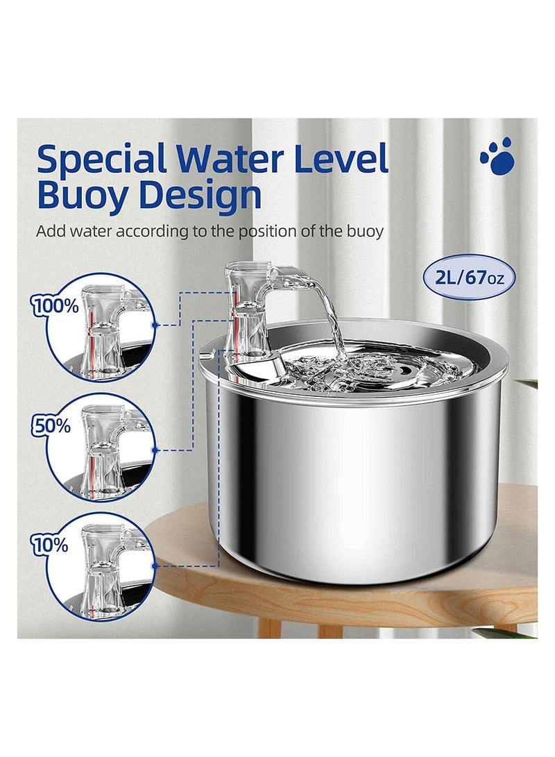 Cool Baby COOLBABY 2L Cat Water Fountain Multiple Filter Stainless Steel Pet Water Fountain Safety Silent Water Pump Buoy water level detection  - Image 4