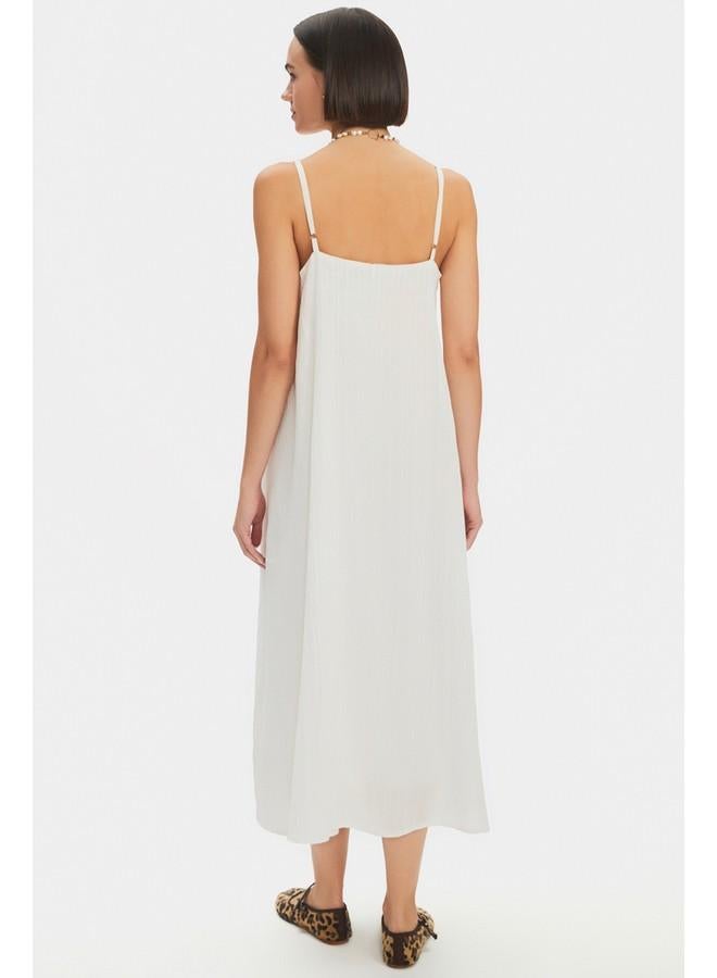 JUNE White Linen Slip Dress - Image 4