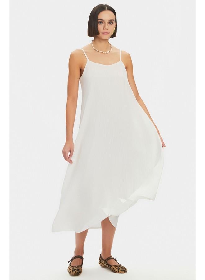 JUNE White Linen Slip Dress - Image 3