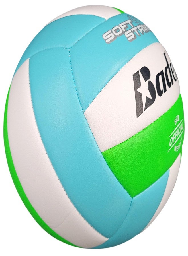 Baden | Soft Strike | Cushioned Synthetic Leather Recreational Volleyball | Indoor/Outdoor for Beginners | Official Size | Blue/Green/White - Image 4