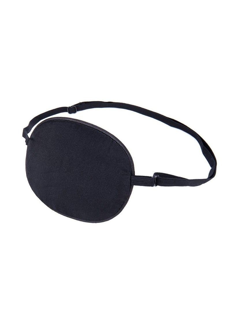 NIBEMINENT Premium Mulberry Silk Eye Patch, Black Unisex Adult Soft Patch Lazy Single Pirate with Adjustable Elastic Strap for Amblyopia - Image 1