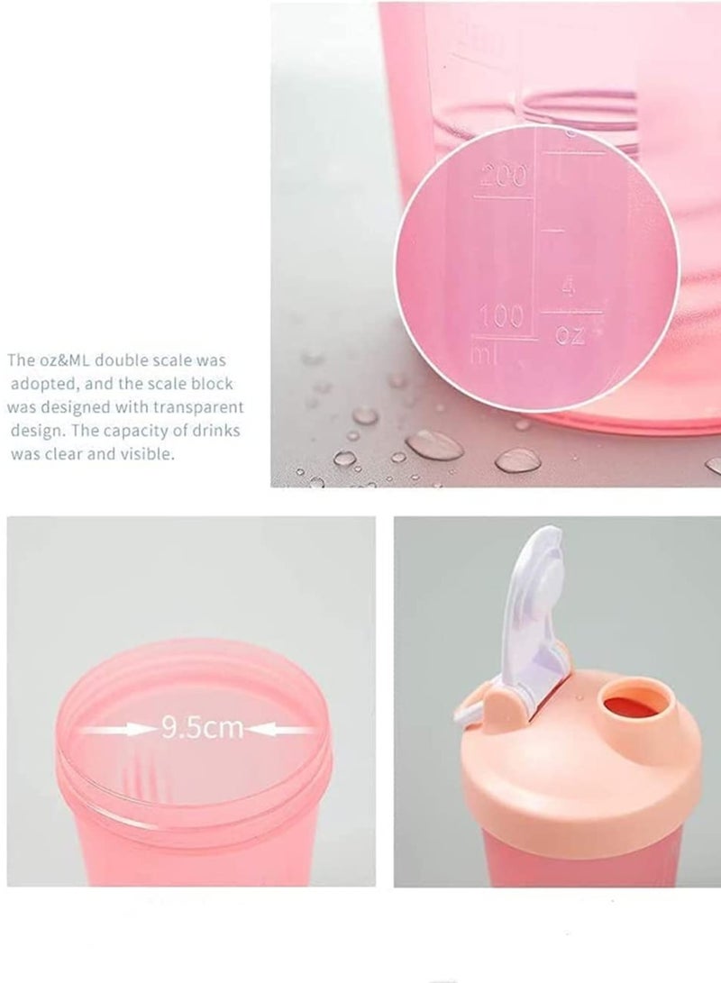 زجاجة ماء رياضية خالية من BPA سعة 400 مل مخفق بروتين متعدد الوظائف مقاومة للتسرب كوب خلاط متين سهل التنظيف لون وردي - Image 3