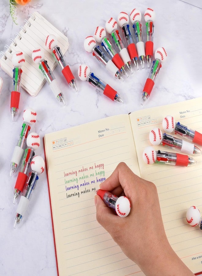 LiYiQ 25 Pcs Baseball Party Favor Multicolor Pen in One Cartoon Cute Fun 4-in-1 Cute Pens Bulk Kawaii Baseball Shape Cool Ballpoint Pens for Kids Fun Gifts - Image 4