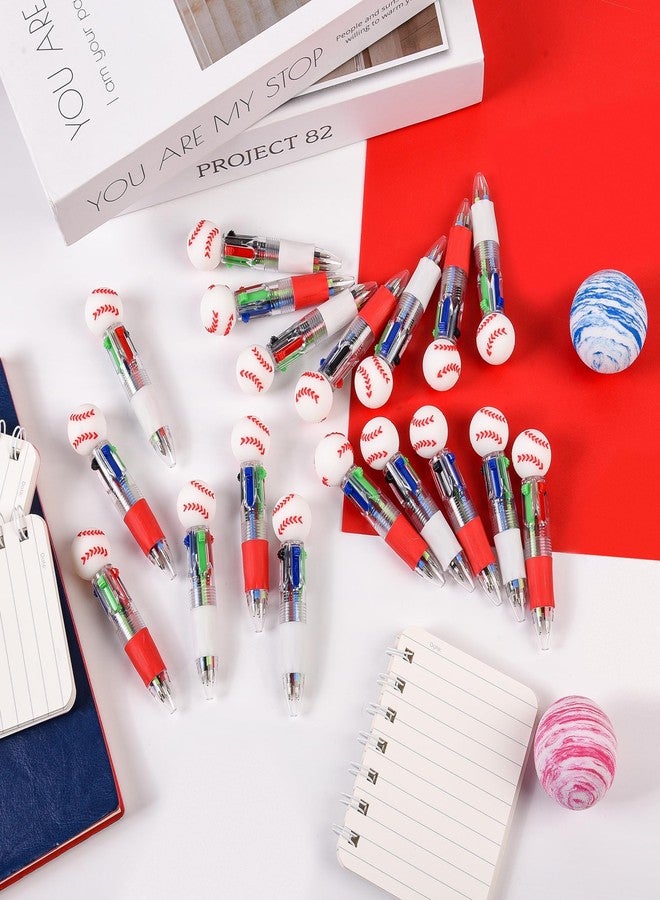 LiYiQ 25 Pcs Baseball Party Favor Multicolor Pen in One Cartoon Cute Fun 4-in-1 Cute Pens Bulk Kawaii Baseball Shape Cool Ballpoint Pens for Kids Fun Gifts - Image 5