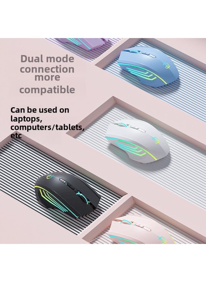 Generic Bluetooth Wireless Mouse Silent Silent Rechargeable Gaming E-Competition Male And Female Desktop Laptop Universal-Specifications:Battery Level Indicator Version 7 Keys-dual Mode-2400dpi-rgb Light-snow White-official Standard  - Image 2