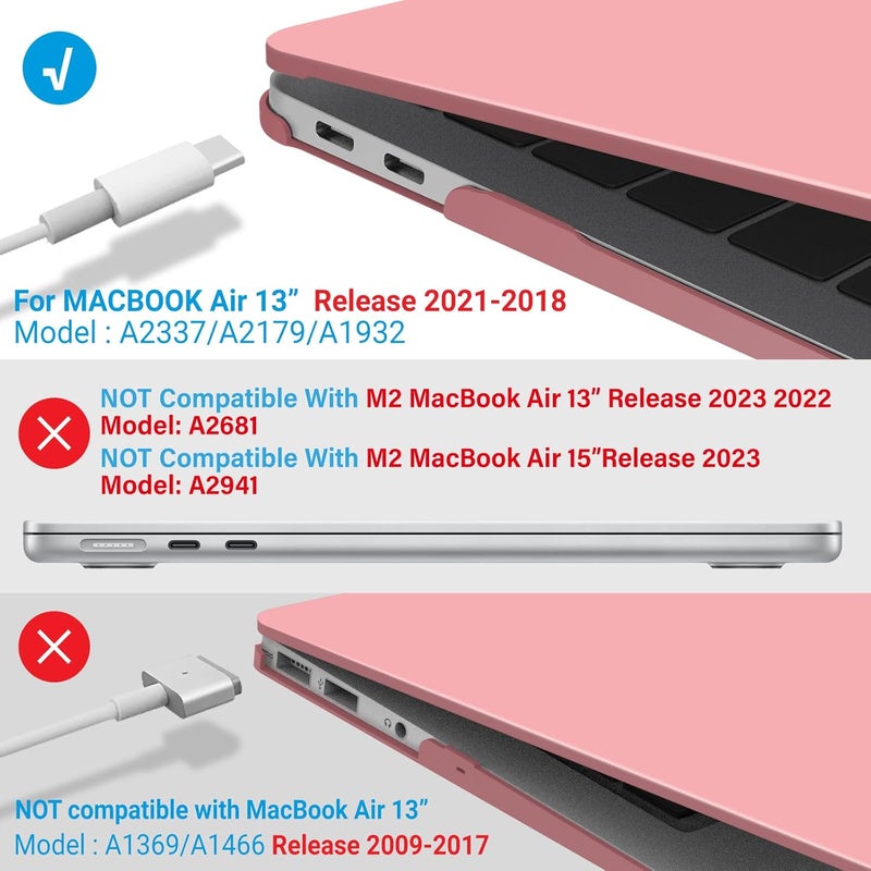 I Benzer Compatible with New MacBook Air 13 inch Case 2022 2021 2020 M1 A2337 A2179 A1932, Plastic Hard Shell Case with Keyboard Cover for Mac Retina Display with Touch ID, Pink, MMA-T13PK+1A - Image 4