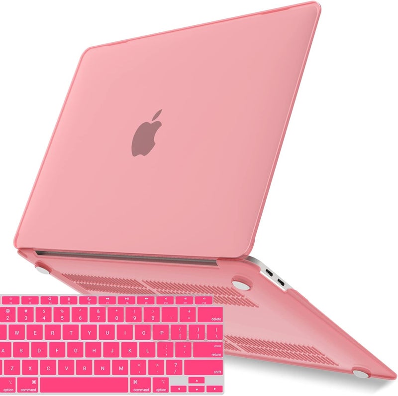 I Benzer Compatible with New MacBook Air 13 inch Case 2022 2021 2020 M1 A2337 A2179 A1932, Plastic Hard Shell Case with Keyboard Cover for Mac Retina Display with Touch ID, Pink, MMA-T13PK+1A - Image 1