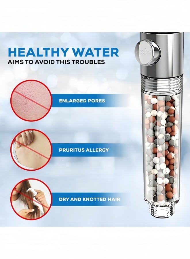 رأس دش عالي الضغط 3 وظائف مع فلتر بيولوجي بديل - يزيل الكلور، 3 أوضاع رش (مطر/نفث/تدليك) - تركيب سهل، توفير للمياه - Image 3