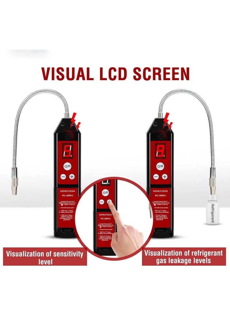 Refrigerant Leak Detector HVAC, Aprvtio WJL-6000Pro Freon Leak Detector Freon Sniff Halogen Gas Leak Detector, Higher Sensitivity(up to 0.14oz/yr) R22 R410A R134A R1234YF CFCs HCFCs HFCs - Image 2