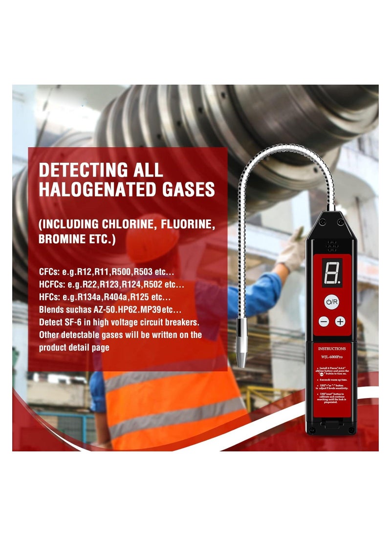 Refrigerant Leak Detector HVAC, Aprvtio WJL-6000Pro Freon Leak Detector Freon Sniff Halogen Gas Leak Detector, Higher Sensitivity(up to 0.14oz/yr) R22 R410A R134A R1234YF CFCs HCFCs HFCs - Image 1