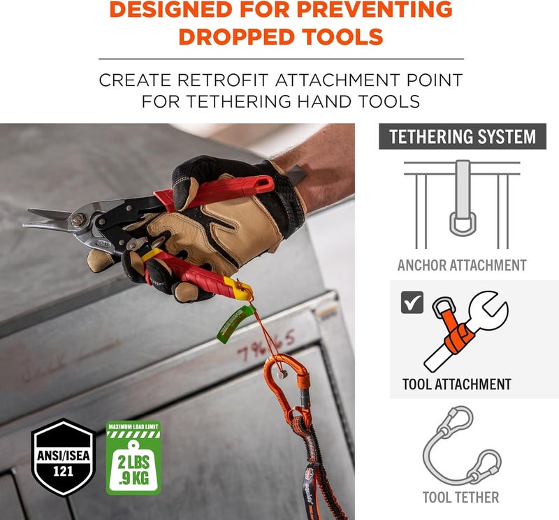 Ergodyne Wire Tool Attachment Tail with Loop End Tool Weight Capacity 2lbs 6Pack Ergodyne Squids 3704  Orange - Image 2