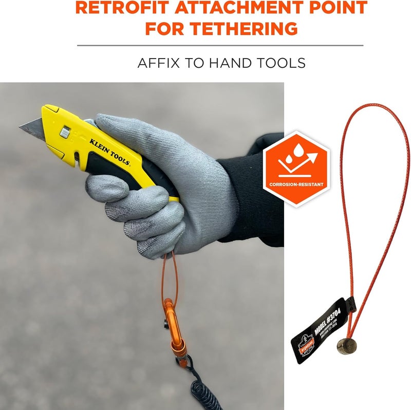 Ergodyne Wire Tool Attachment Tail with Loop End Tool Weight Capacity 2lbs 6Pack Ergodyne Squids 3704  Orange - Image 3