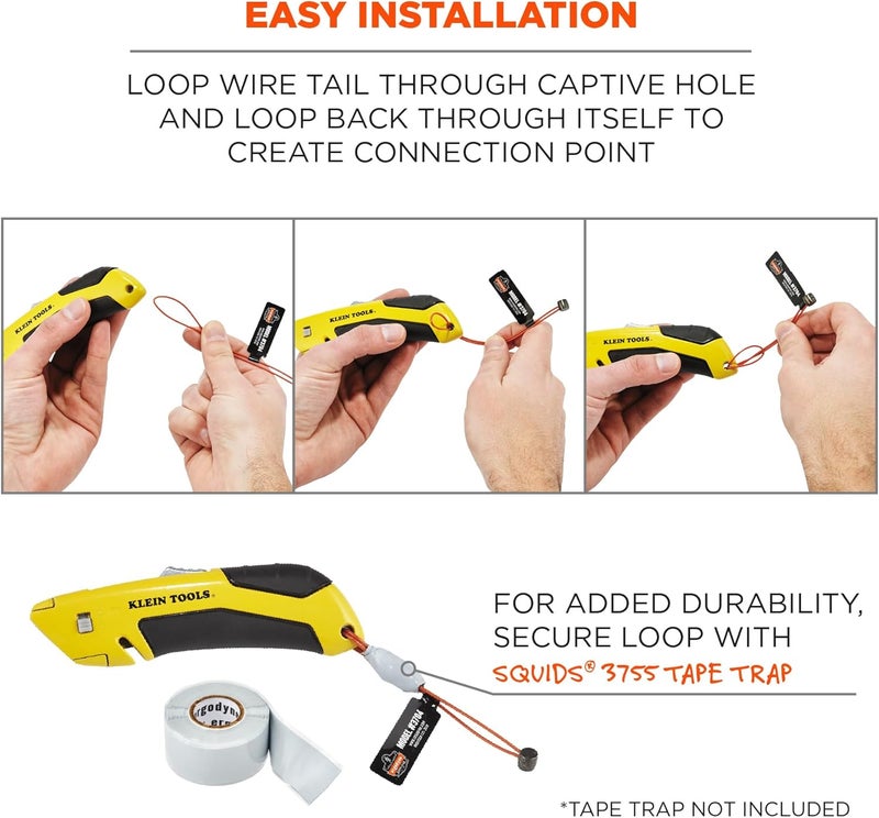 Ergodyne Wire Tool Attachment Tail with Loop End Tool Weight Capacity 2lbs 6Pack Ergodyne Squids 3704  Orange - Image 4