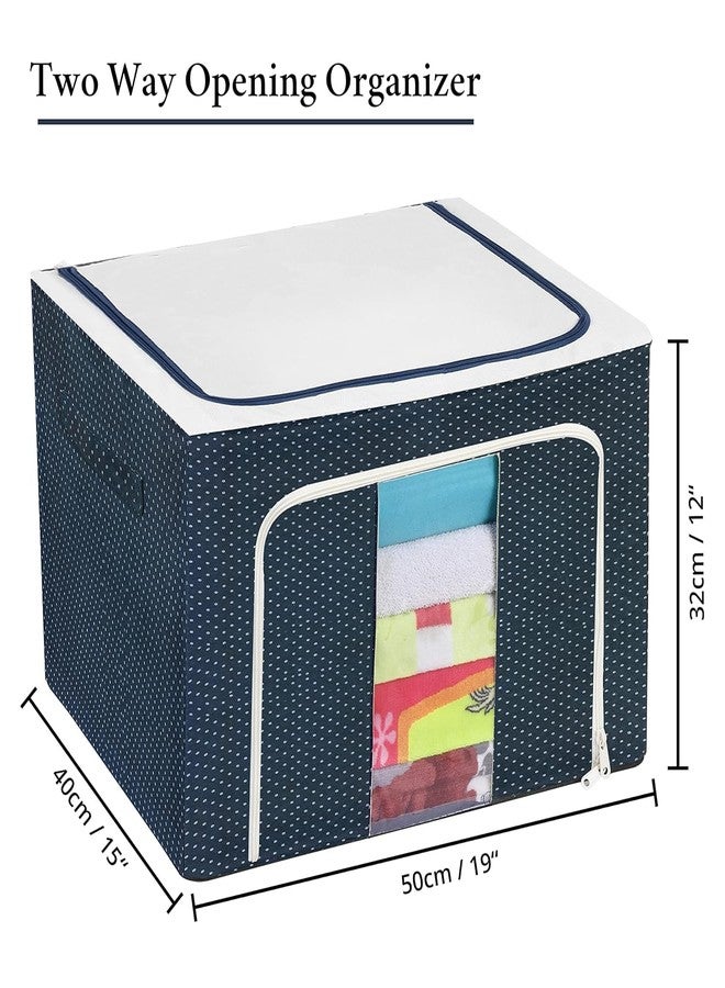 NESTIFY Organisers Storage Box For Clothes 66 LTR Large Foldable Steel Frame Cloth Organizer For Storage Clothes Storage Box Wardrobe Organizer Clothes Storage Bag for Saree,Shirt,Toys(PACK OF 6) - Image 2