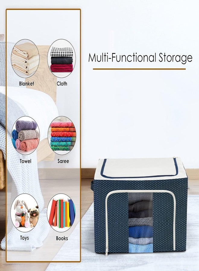 NESTIFY Organisers Storage Box For Clothes 66 LTR Large Foldable Steel Frame Cloth Organizer For Storage Clothes Storage Box Wardrobe Organizer Clothes Storage Bag for Saree,Shirt,Toys(PACK OF 6) - Image 4