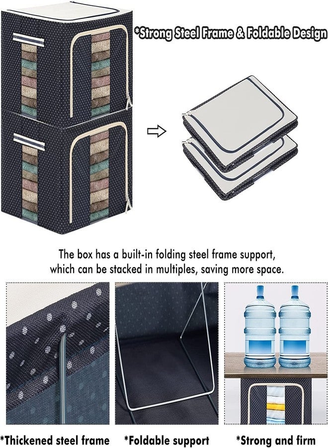 NESTIFY Organisers Storage Box For Clothes 66 LTR Large Foldable Steel Frame Cloth Organizer For Storage Clothes Storage Box Wardrobe Organizer Clothes Storage Bag for Saree,Shirt,Toys(PACK OF 6) - Image 5