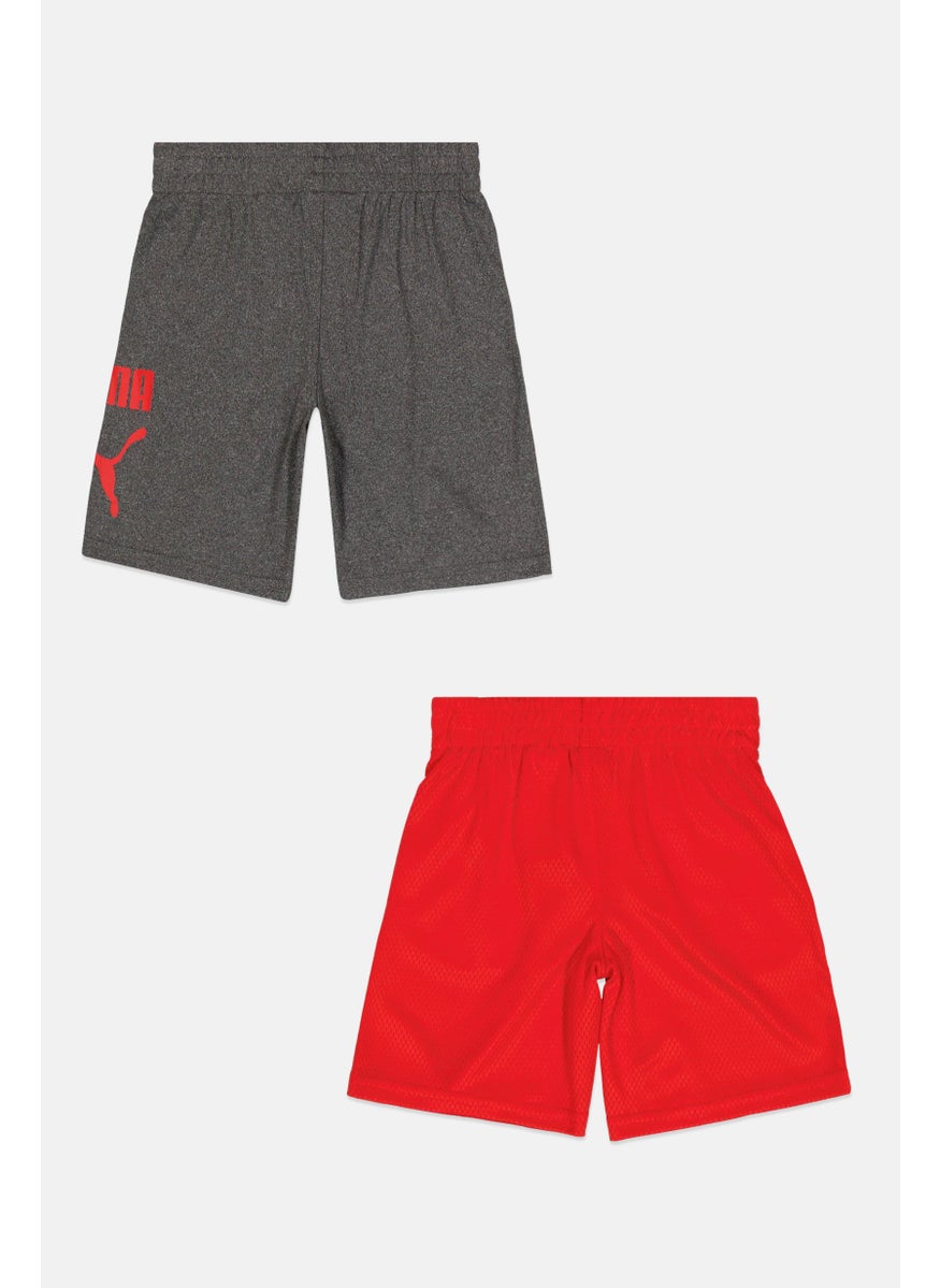 PUMA Kids Boy 2 Pieces Brand Logo Shorts, Red/Grey  - Image 2
