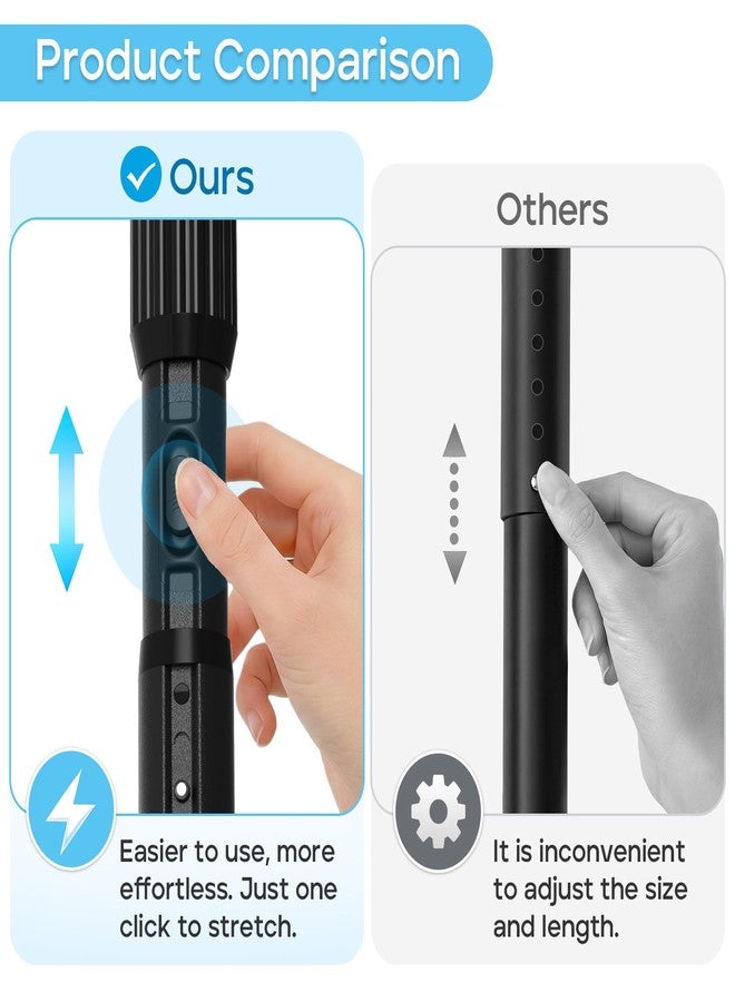 WEIXINHAI 2pack Tension Curtain Rod 41-126 In(4-10Ft) Long Shower Curtain Rods No Drilling Outdoor Tension Rods For Patio Black Shower Rod For Window Or Bathroom，Rod Diameter 1.26in-One-Bond Stretching - Image 4