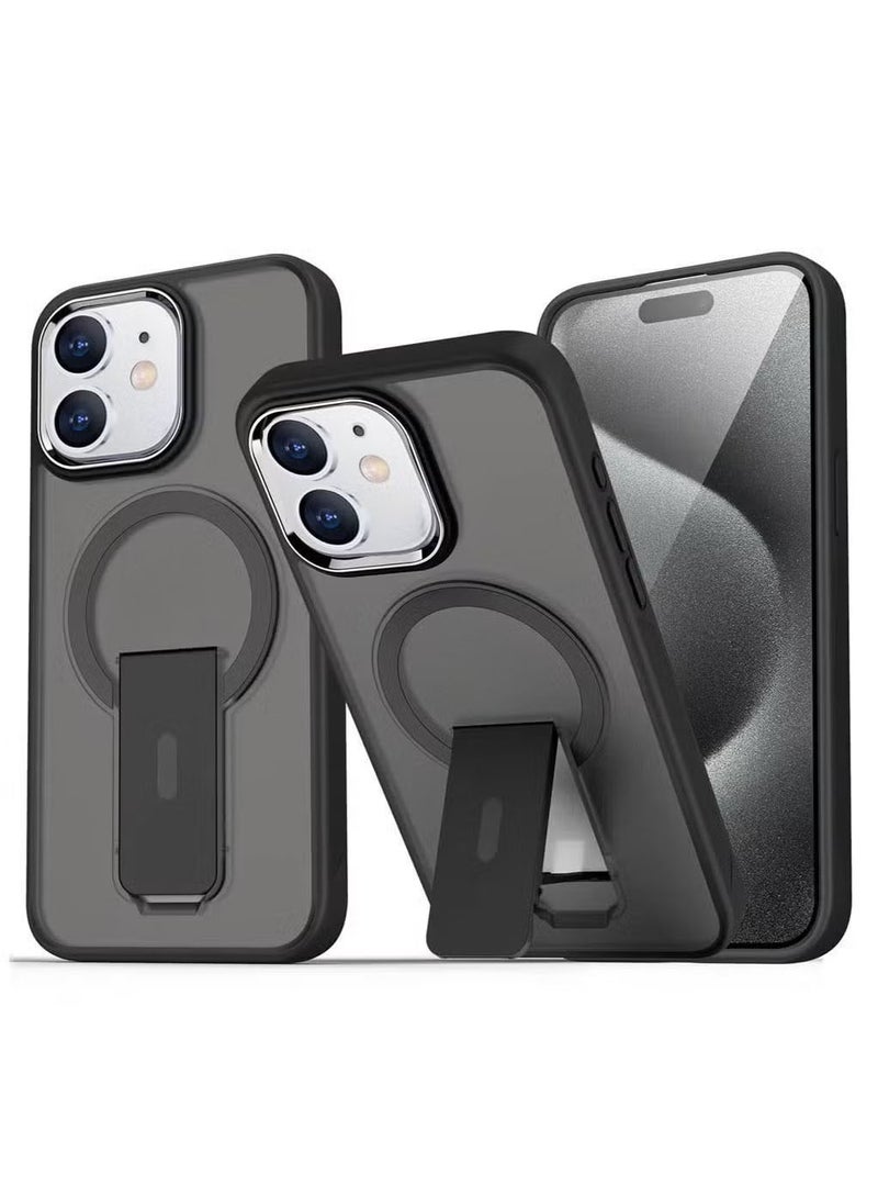 جراب هاتف مغناطيسي فاخر قابل للطي من ماج سيف لهاتف آيفون 11 مع أغطية خلفية شفافة (أسود)