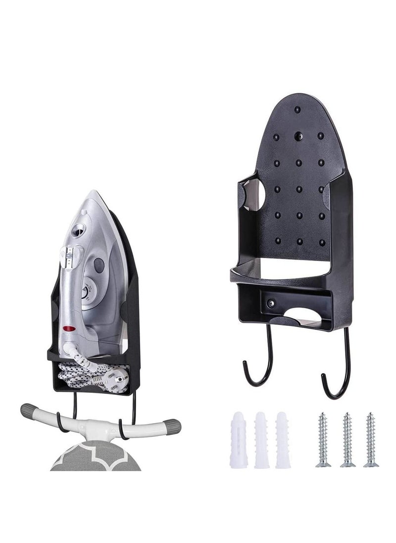 Y&D - Ironing Board Holder Wall Mounted Storage Organizer, ELECDON Electric Iron Household Bathroom Shelf with Heat Resistant Tray Organizer Easily Mount Against Black（1PCS） - Image 1