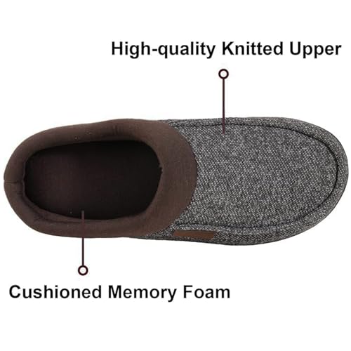 ULTRAIDEAS Men's House Slippers, Indoor Outdoor House Shoes with Non-slip Rubber Sole, Summer Breathable Cotton Blend & Winter Warm Fuzzy Moccasin Slippers, Machine Washable Memory Foam, Gift for Father(Coffee/Gray, 13-14) - Image 4