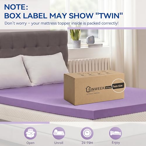 SINWEEK Gel Memory Foam Mattress Topper Twin XL, 1.5 in Twin Extra Long Mattress Pad for College Dorm Single Bed, Ventilated Soft Bed Topper, CertiPUR-US Certified, Twin XL Size - Image 3