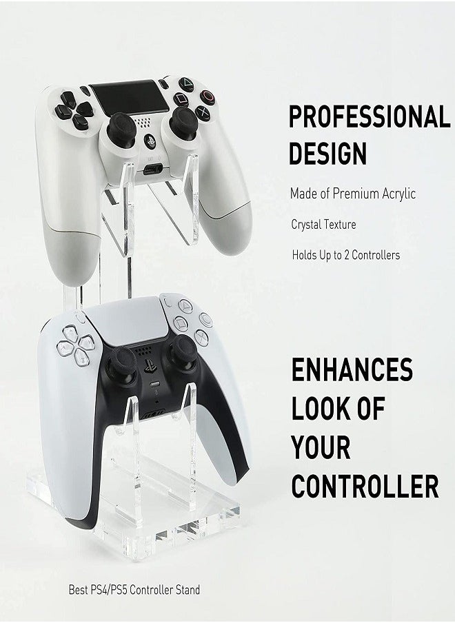 ماركة غير محددة - حامل مزدوج شامل لأجهزة التحكم للألعاب - متوافق مع Xbox، PlayStation، Steam وPC - تصميم أكريليك متين، يحمل جهازين تحكم، قاعدة غير قابلة للانزلاق، سهل التجميع - Image 1