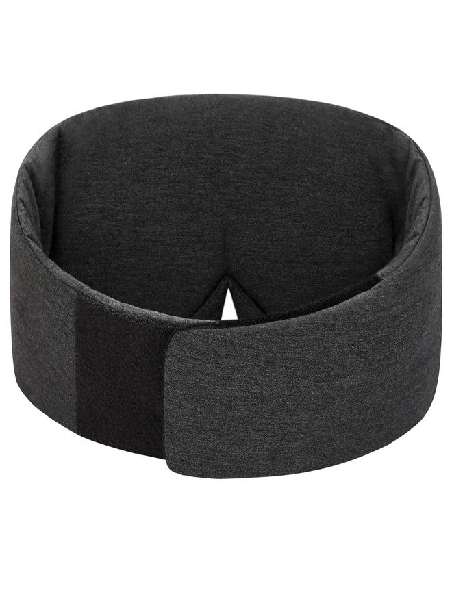 ALASKA BEAR Wraparound Style Organic Cotton Eye Mask with Padded Nose, Big Wide Headband and Large Coverage Ear Muff Sleeping Mask with Bottom Flap for Full Blackout, Dark Grey - Image 2