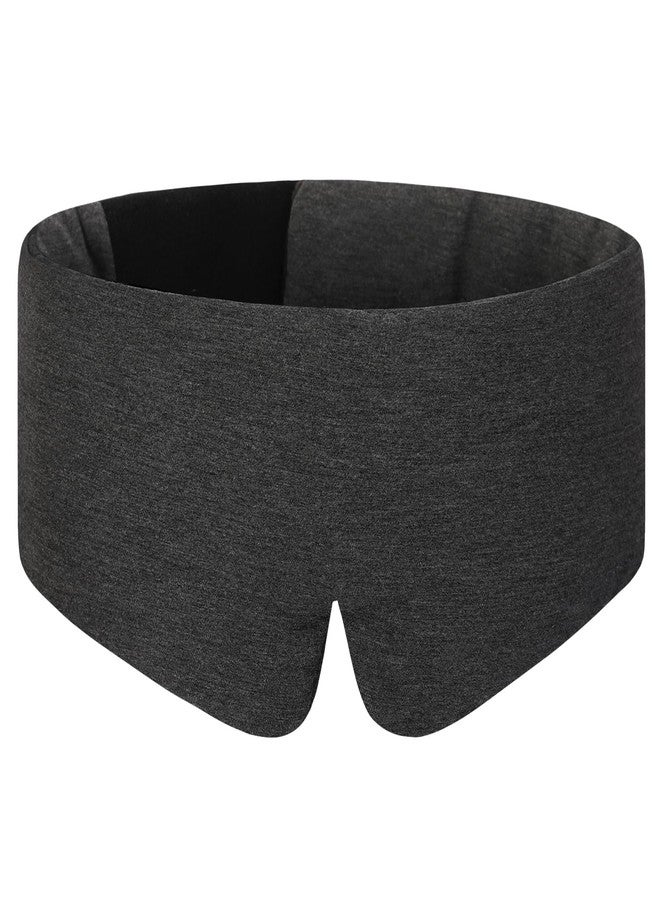 ALASKA BEAR Wraparound Style Organic Cotton Eye Mask with Padded Nose, Big Wide Headband and Large Coverage Ear Muff Sleeping Mask with Bottom Flap for Full Blackout, Dark Grey - Image 1
