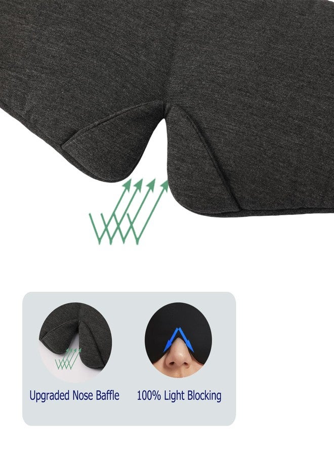 ALASKA BEAR Wraparound Style Organic Cotton Eye Mask with Padded Nose, Big Wide Headband and Large Coverage Ear Muff Sleeping Mask with Bottom Flap for Full Blackout, Dark Grey - Image 3