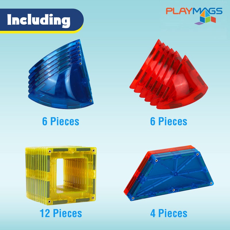 Playmags 28 Piece Magnetic Tiles Dome Set  Now with Stronger Magnets STEM Toys for Kids Sturdy Super Durable with Vivid Clear Color Tiles - Image 3