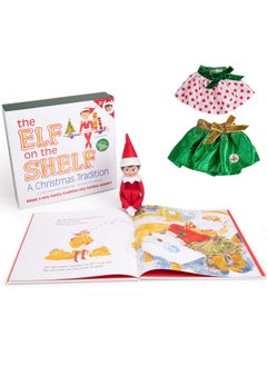 The Elf on the Shelf The Elf on the Shelf Girl Elf Gift Set with Party Dress Set (2 Pack) - Girl Character & Themed Storybook with Festive Holiday Dresses: Dress Your Elf Girl Scout Up for Your Christmas Party  - Image 1