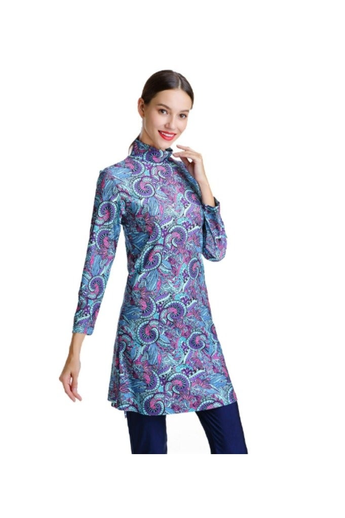 KUYING New Muslim Swimsuit Long Sleeved Long Pants Swimsuit