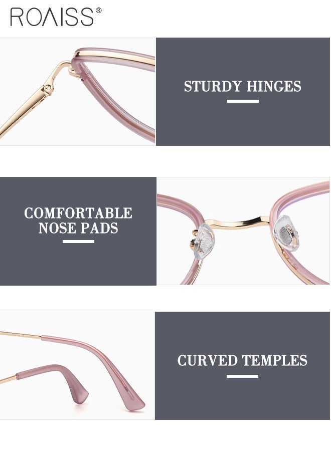 رويس نظارات شمسية للنساء مضادة للأشعة فوق البنفسجية والوهج مع فلتر للضوء الأزرق ونظارات كمبيوتر على شكل عين القطة مضادة لإجهاد العين والصداع أرجواني ذهبي 56 مم - Image 5