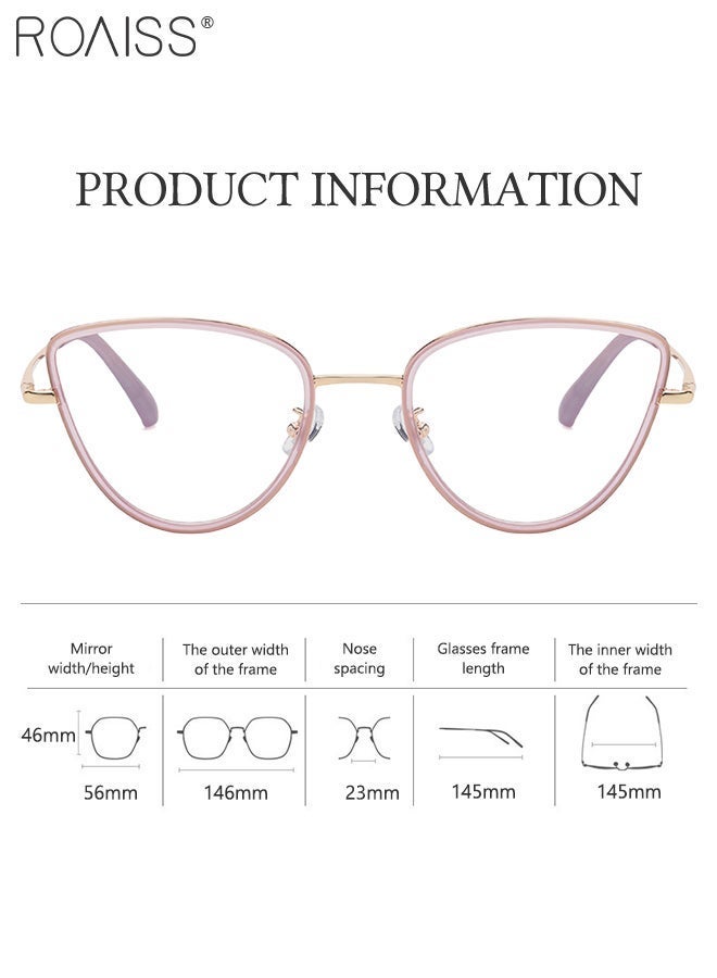 رويس نظارات شمسية للنساء مضادة للأشعة فوق البنفسجية والوهج مع فلتر للضوء الأزرق ونظارات كمبيوتر على شكل عين القطة مضادة لإجهاد العين والصداع أرجواني ذهبي 56 مم - Image 4