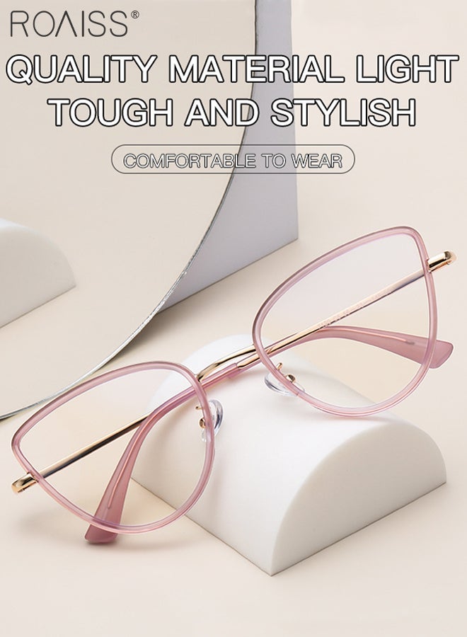 رويس نظارات شمسية للنساء مضادة للأشعة فوق البنفسجية والوهج مع فلتر للضوء الأزرق ونظارات كمبيوتر على شكل عين القطة مضادة لإجهاد العين والصداع أرجواني ذهبي 56 مم - Image 3