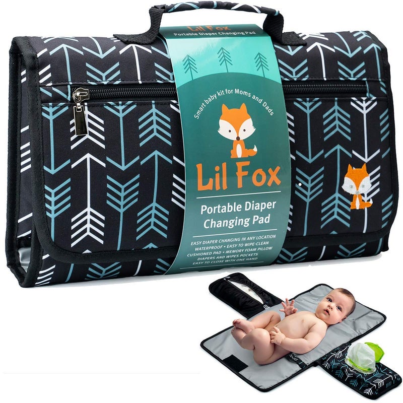 LILFOX Portable Changing Pad - One-Hand Diaper Change Pad for Baby Diaper Bag or Changing Table. Unisex Baby Shower Gifts, Newborn Essentials - Image 1