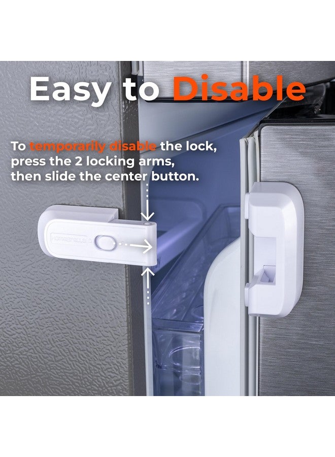 HomeBrella قفل ثلاجة مقاوم للأطفال - عبوة 2 - مع لاصق - لا حاجة لأدوات - قفل ثلاجة للأطفال - قفل فريزر للحفاظ على الباب مغلقًا - للأطفال، والقطط، والكلاب - أبيض - Image 4