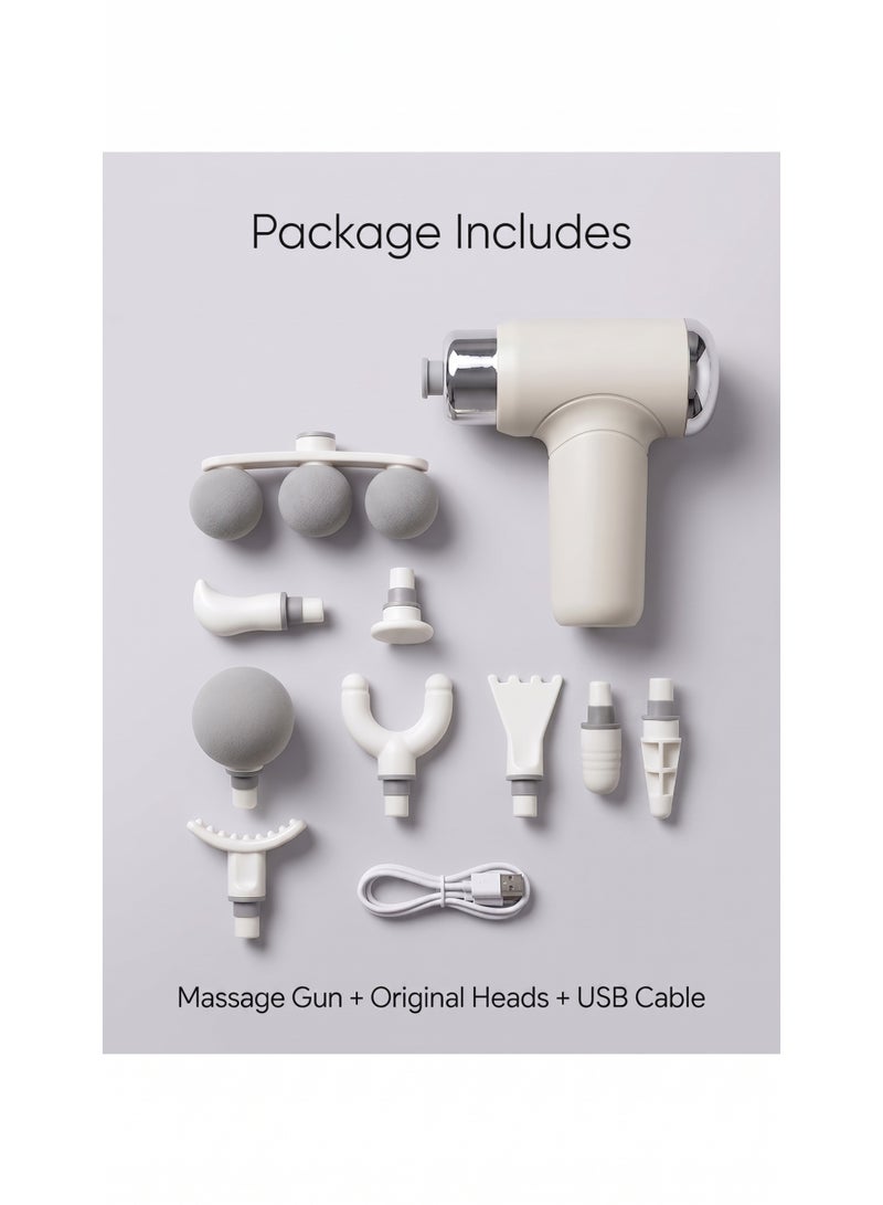 جهاز مساج عضلات عميق Massage Gun لتخفيف الشد والتعب بسرعة مع 9 رؤوس متعددة وشحن Type-C للاستخدام المنزلي والرياضي - Image 3