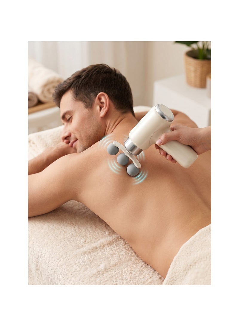جهاز مساج عضلات عميق Massage Gun لتخفيف الشد والتعب بسرعة مع 9 رؤوس متعددة وشحن Type-C للاستخدام المنزلي والرياضي - Image 5