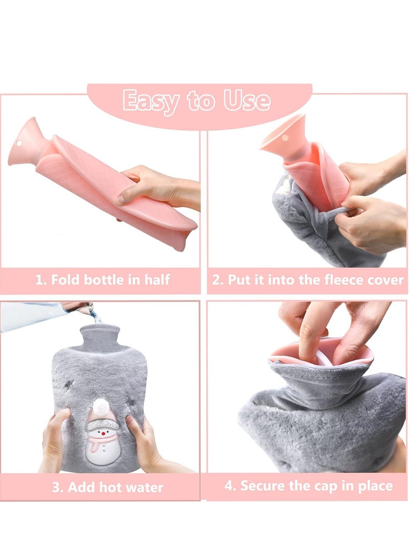 SYOSI - Hot Water Bottle with Cover 2L Large Hot Water Bottles with Warm Hand Pocket Hot Water Bag with Soft Fluffy Cover for Hands Feet Neck Back - Image 1