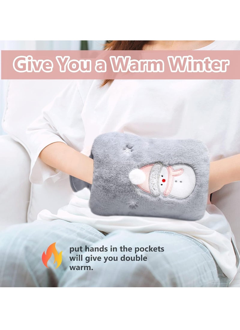 SYOSI - Hot Water Bottle with Cover 2L Large Hot Water Bottles with Warm Hand Pocket Hot Water Bag with Soft Fluffy Cover for Hands Feet Neck Back - Image 1