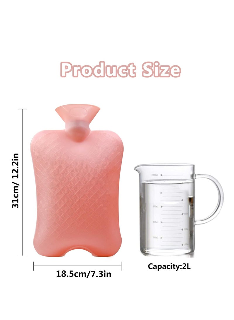SYOSI - Hot Water Bottle with Cover 2L Large Hot Water Bottles with Warm Hand Pocket Hot Water Bag with Soft Fluffy Cover for Hands Feet Neck Back - Image 1