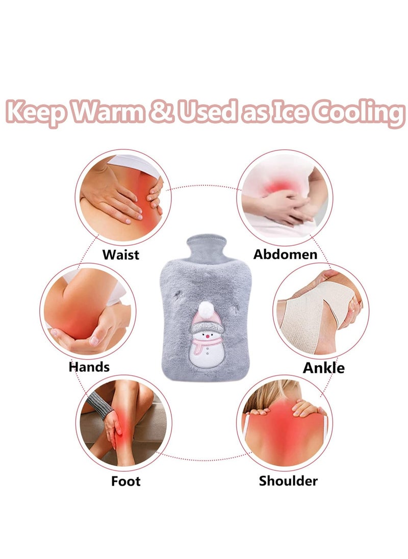 SYOSI - Hot Water Bottle with Cover 2L Large Hot Water Bottles with Warm Hand Pocket Hot Water Bag with Soft Fluffy Cover for Hands Feet Neck Back - Image 1